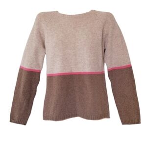 Vintage GAP Cream And Brown Lambswool Colorblock Sweater Business Casual L